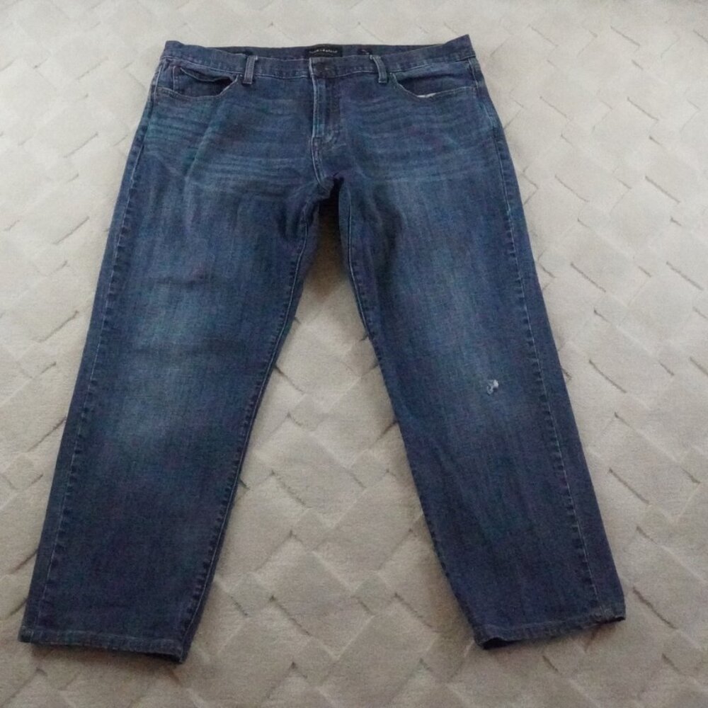 Lucky Brand 221 Straight Leg Jean Mens 40x28 Whiskered Blue Denim